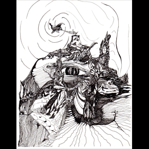 Dragons' Den - Ink Drawing - Alpha Omega Art Prints - Items for Sale