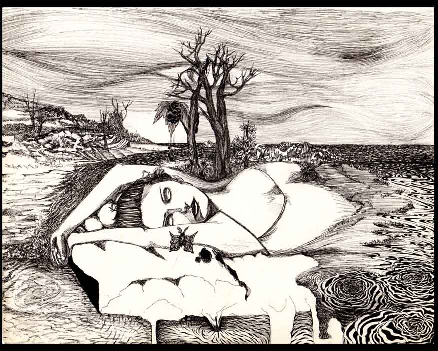 Serenity - Original Ink Drawing by Nikki Ikonomopoulos - 