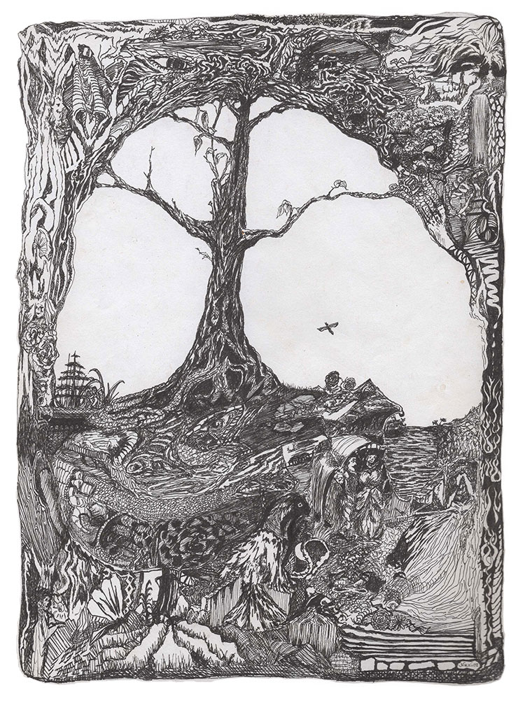 Tree of Life ink drawing by Nikki