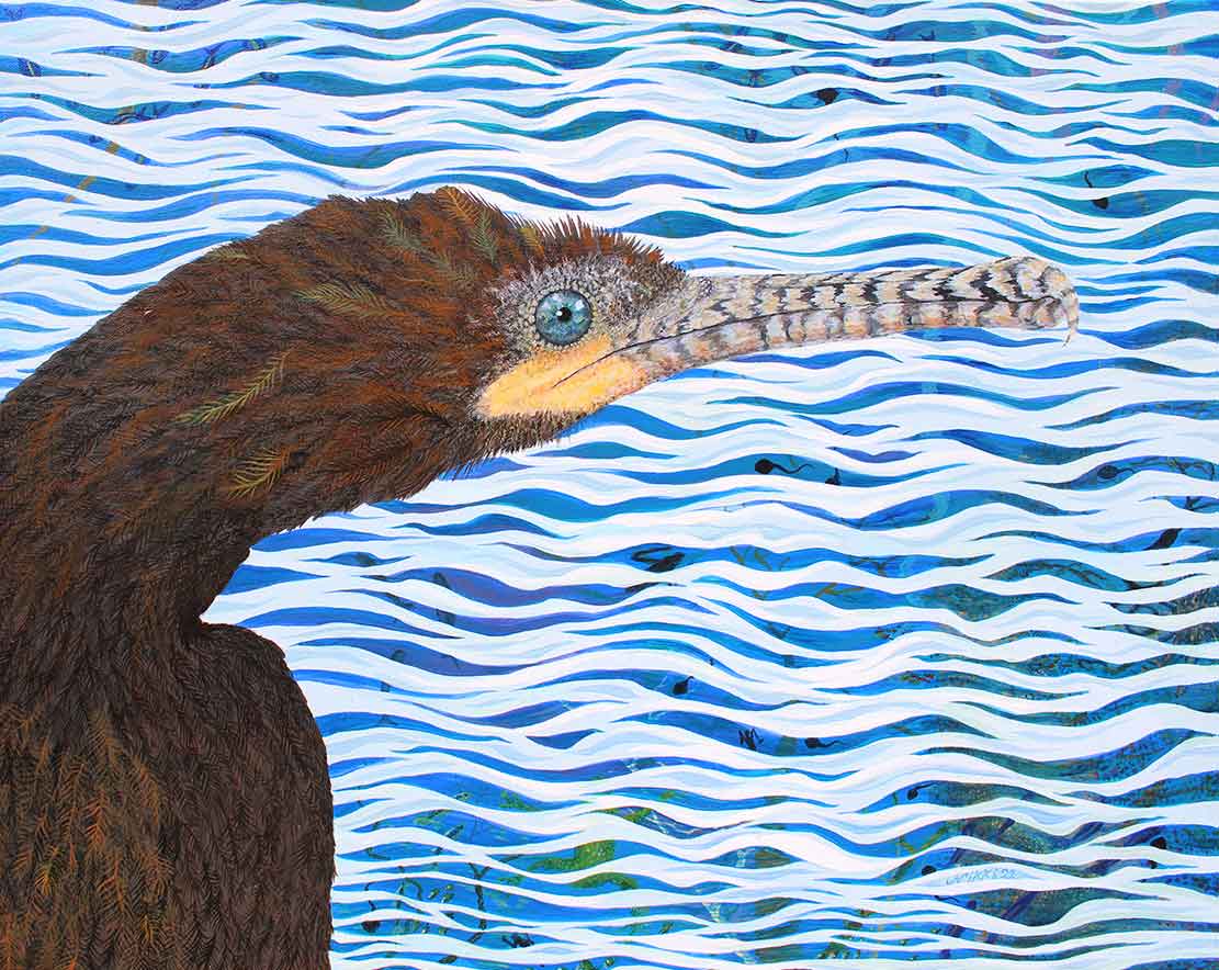 Cormorant in Paradise Acrylic Painting