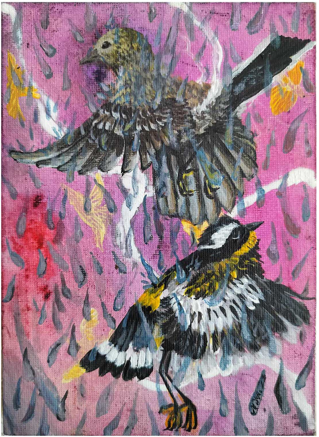 Cormorant in Paradise acrylic painting by Nikki